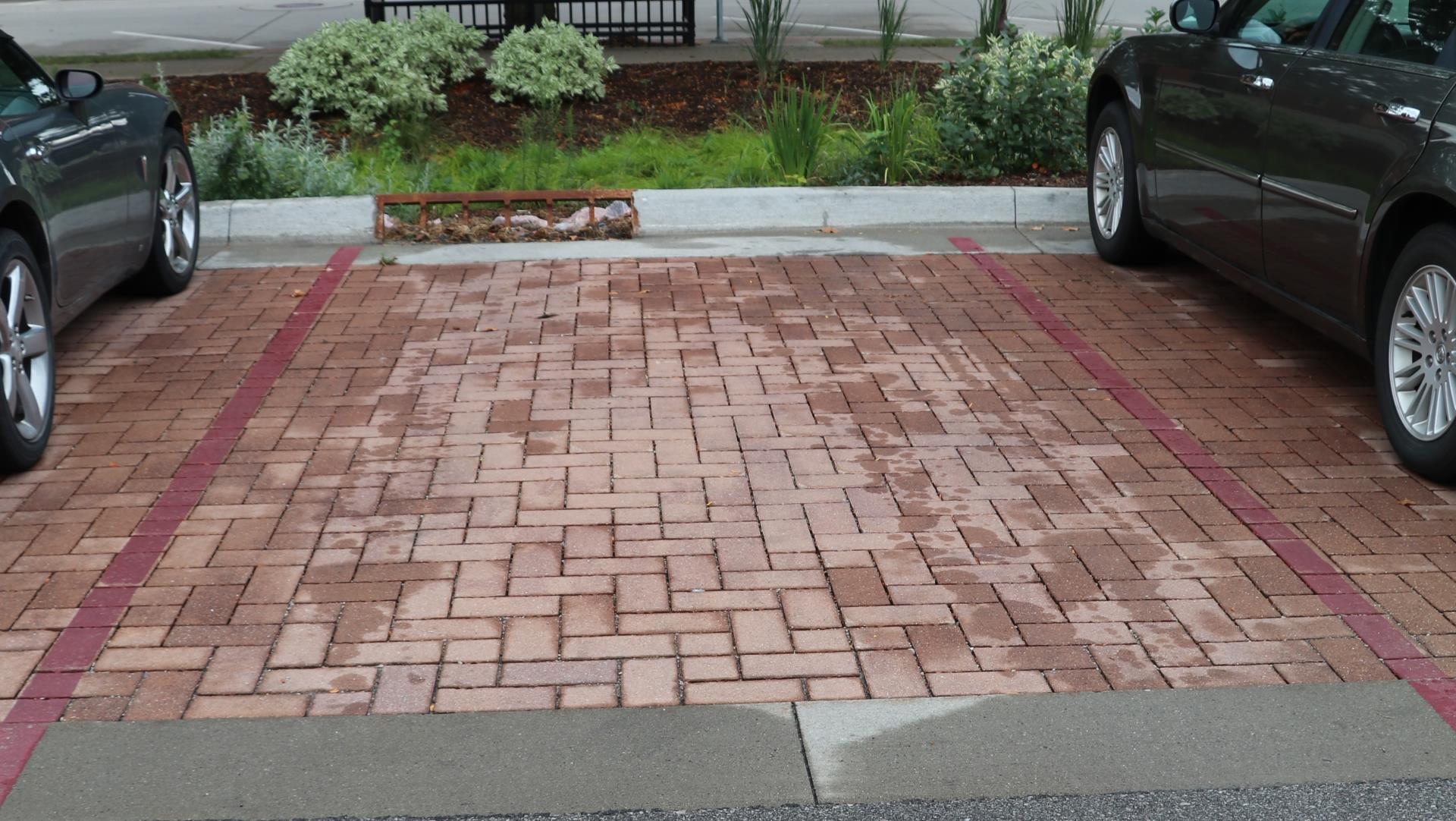 pervious pavers in City Hall parking lot