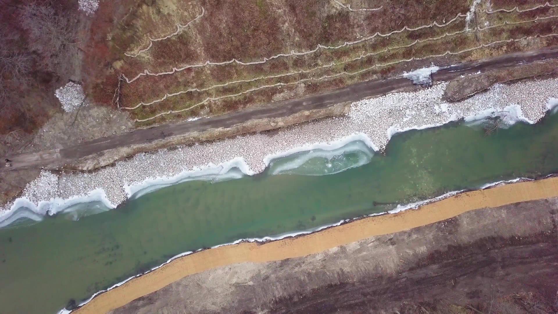 Aerial view of the Skunk River Bank Stabilization