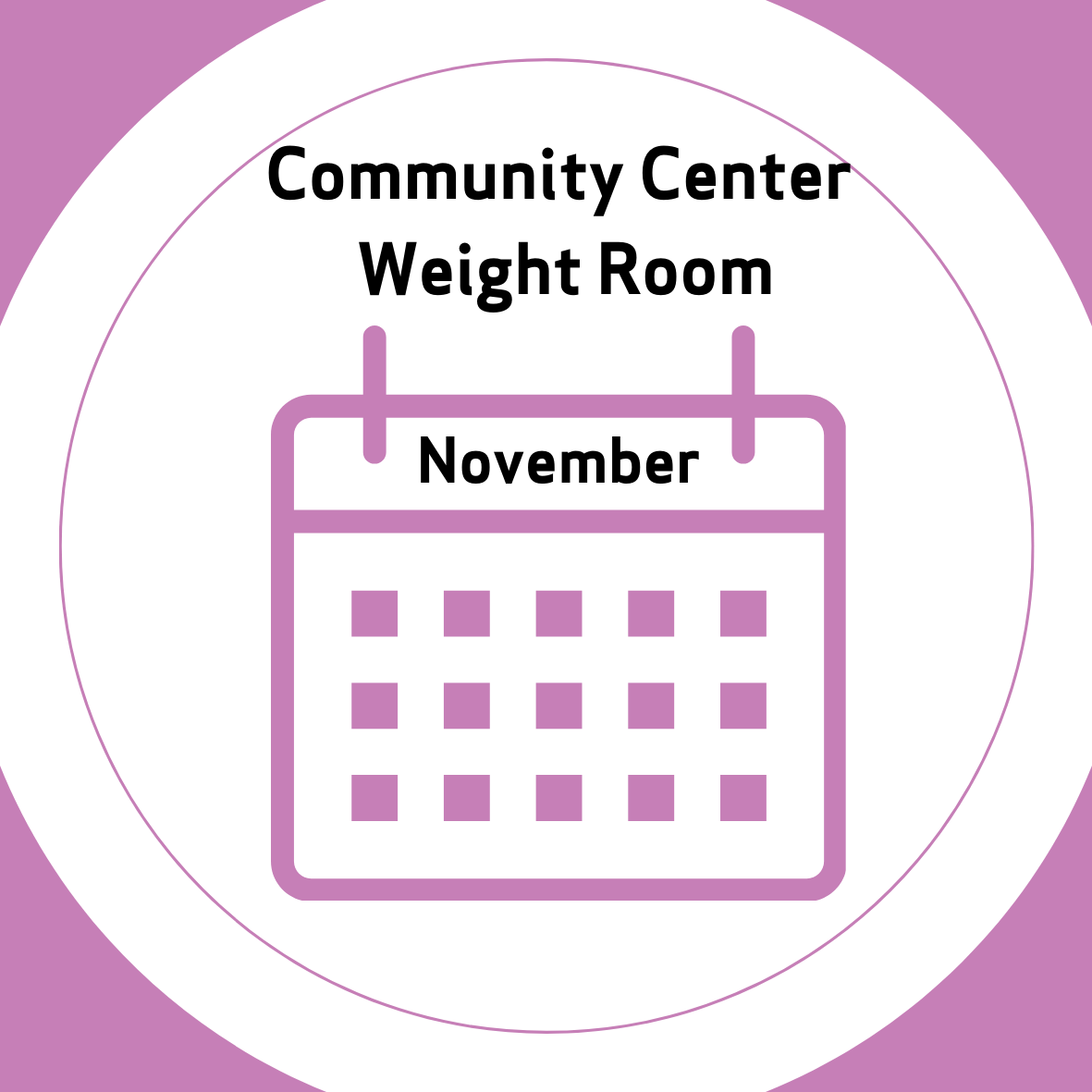 November Community Center Cardio & Weight Room Calendar