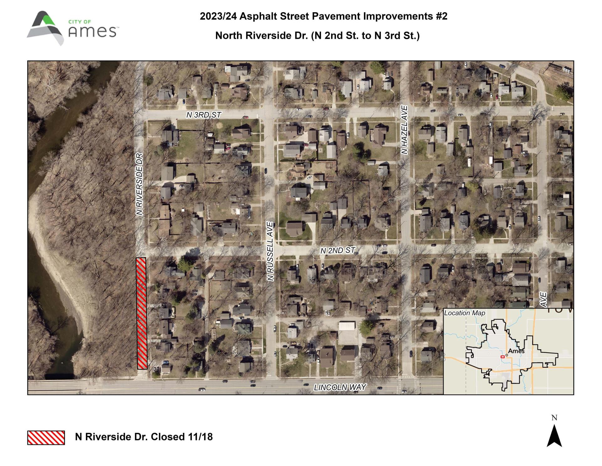 Map of Riverside Drive Closure