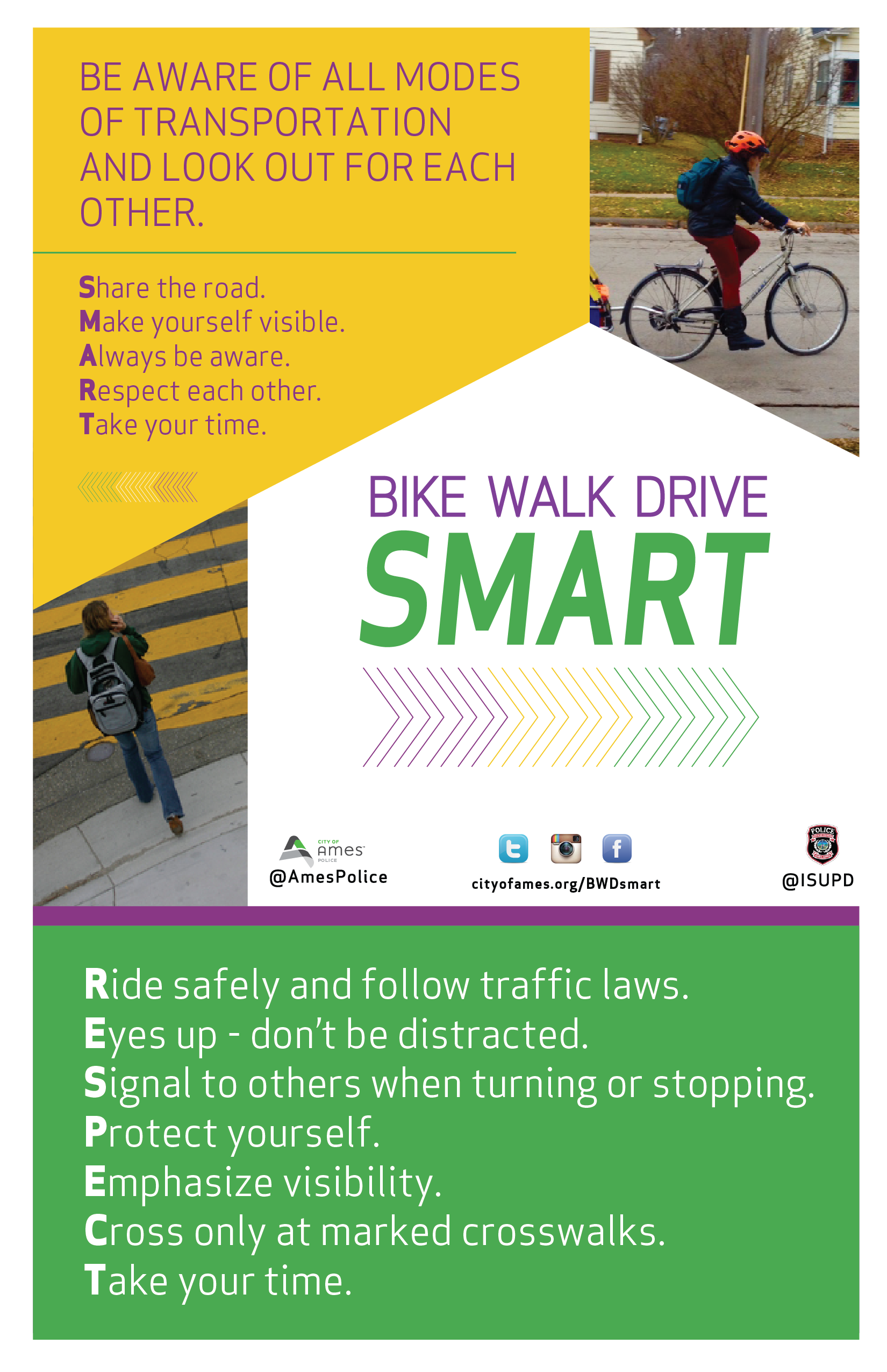 Bike Walk Drive SMART 11x17 Poster