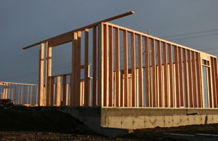 A new house in the framing stages