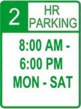 Two-hour parking limit street sign