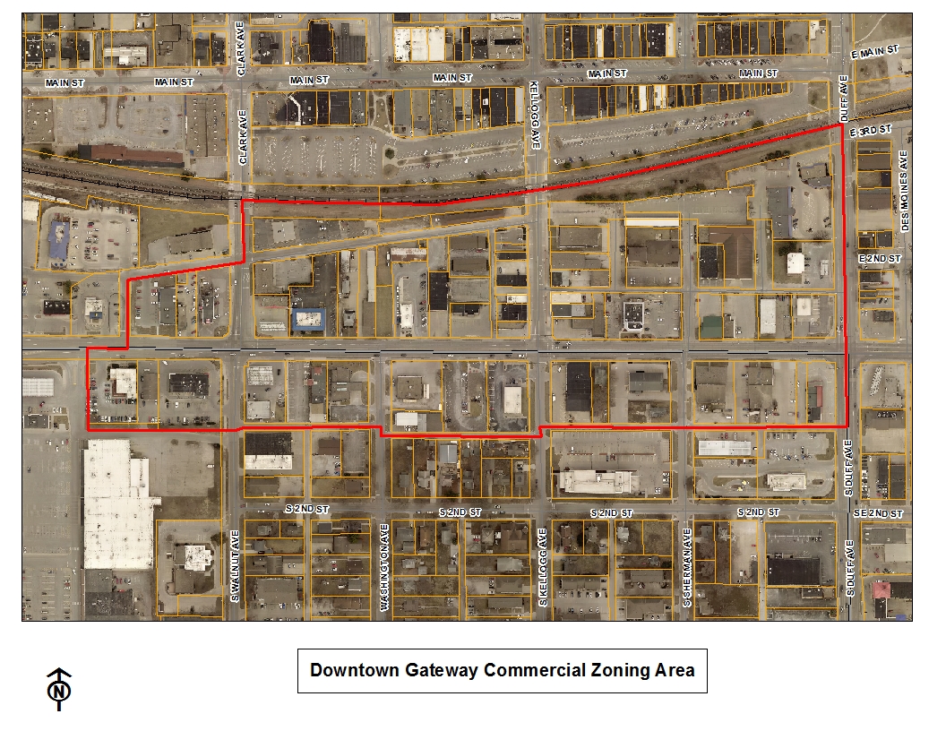 Downtown Gateway Commercial Zoning Area Map